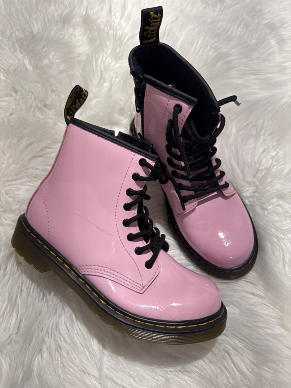 Dr. Martens 1460 Pink Patent Boots Youth 3 Women’s 5 Glossy Lace Up